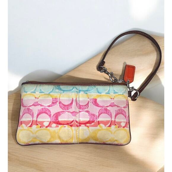 Y2K Coach 11755 Hamptons Weekend Signature Watercolor Small Tote & Wristlet - Picture 8 of 16